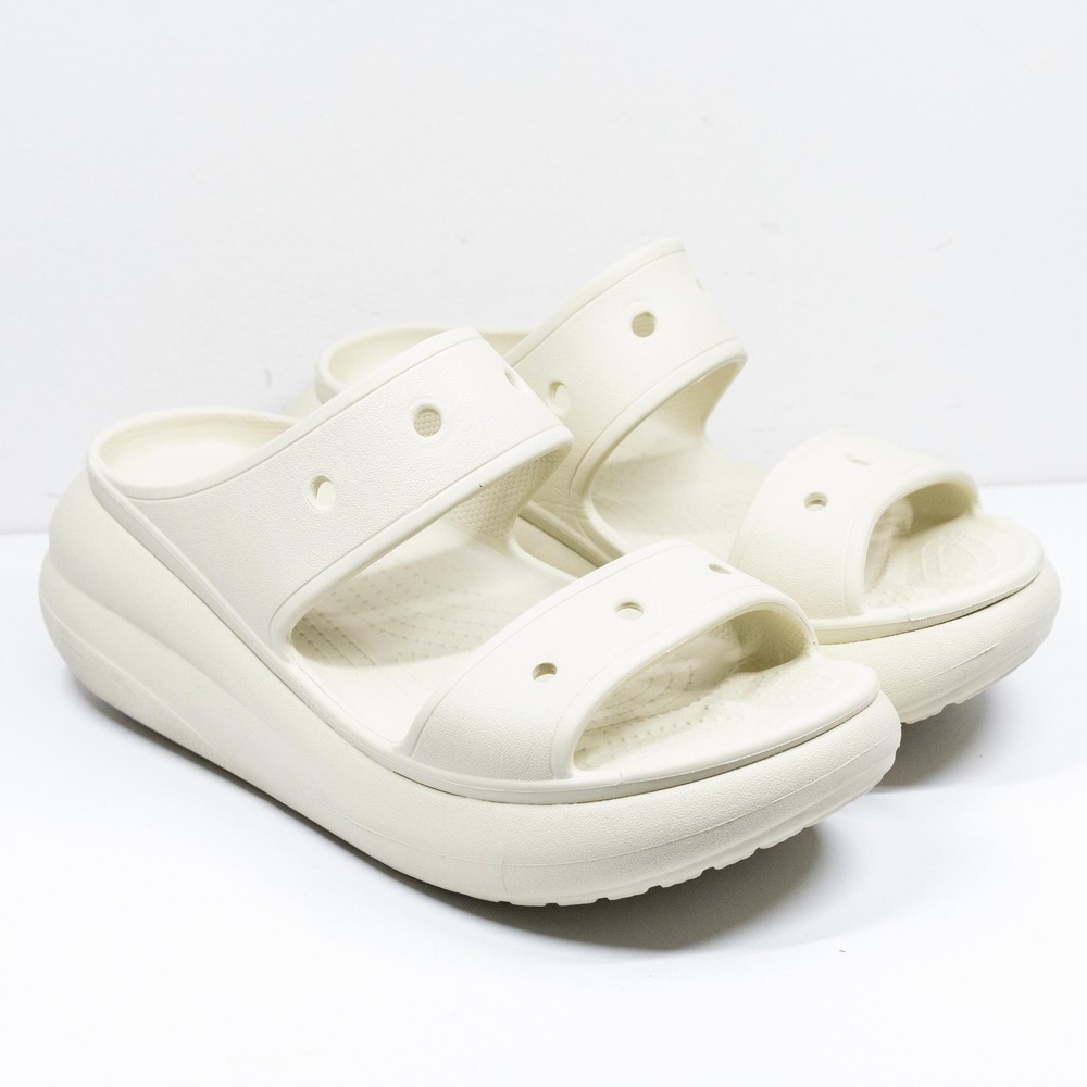 CROCS Classic Crush Platform Two Strap Slide Sandals Bone Womens 11 Mens 9
